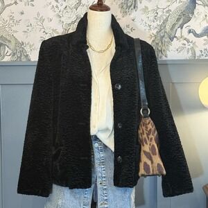 Vintage American Signature Jacket Women's Medium Textured Velvet Black – USA